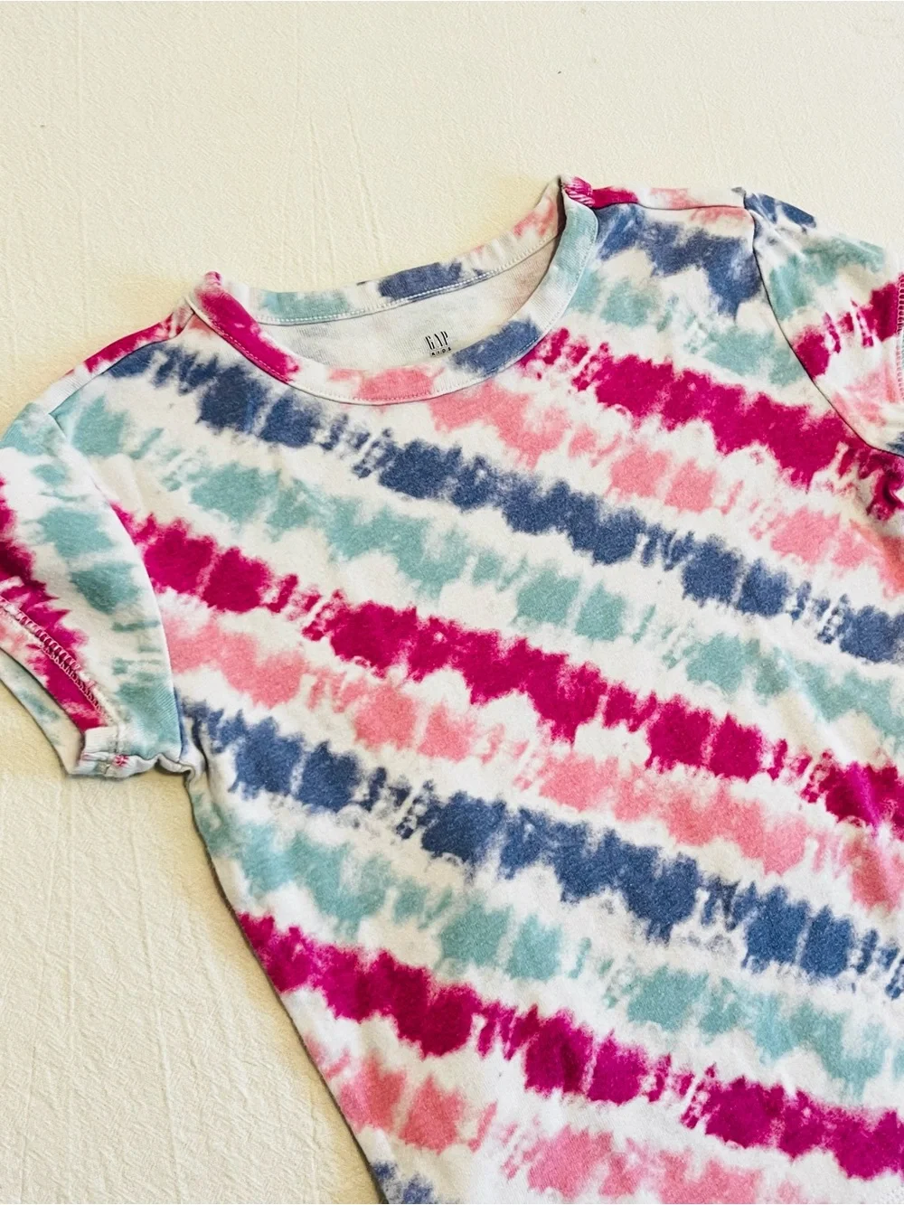 Gap Kids Girls 10 Organic Cotton Pastel Tie Dye Summer Pajama Set Pink Blue